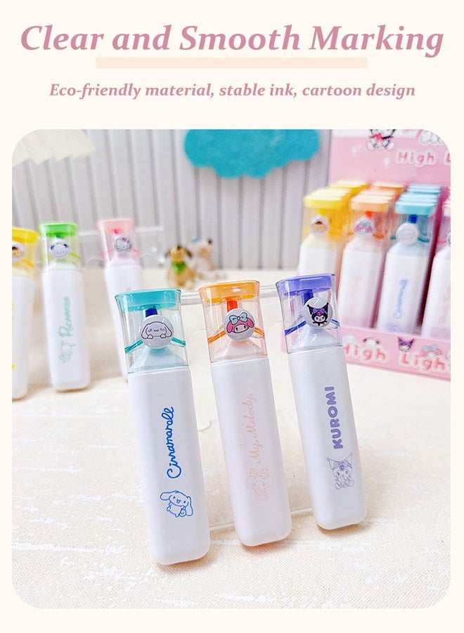 Sanrio 6-Color Highlighter Set, Cute Kuromi & My Melody Patterns, Dry-Quick Fluorescent Markers with Chisel Tip, Office School Supplies, Perfect Student Gift, Back to School & Gift Idea - Image 2